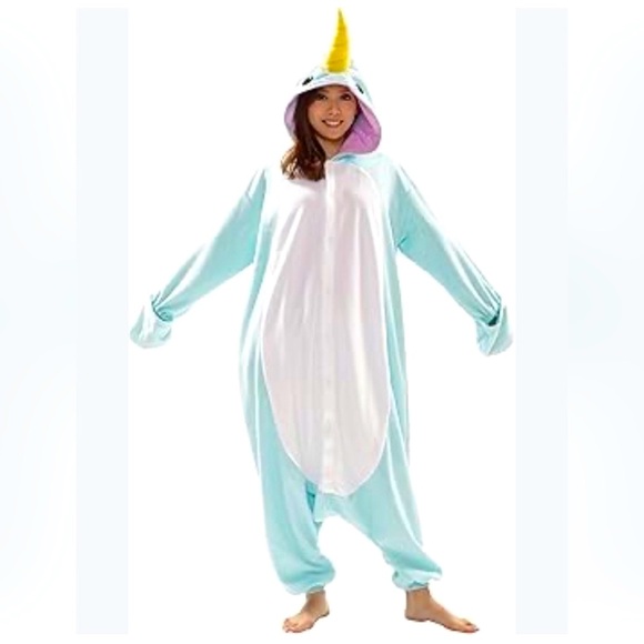 BLUE NARWHAL KIGURUMI ADULT ONESIE COSTUME 🌟EUC🌟 - Picture 15 of 16